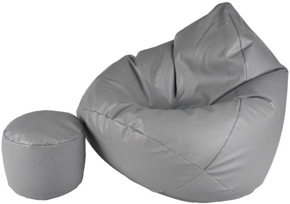 Sėdmaišis su pufu Mega Comfort XXL, dirbtinė oda, pilkas