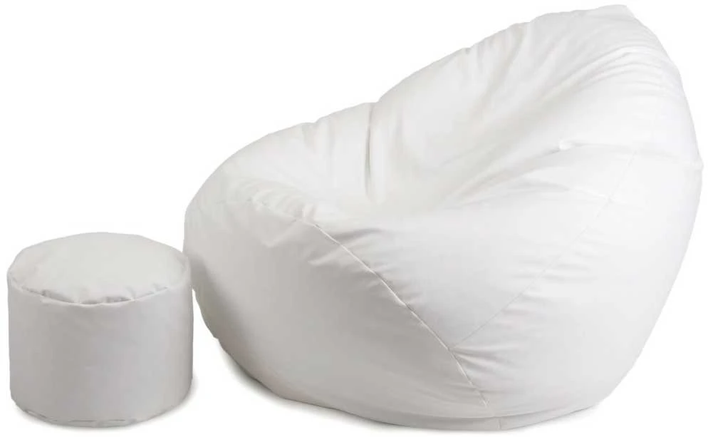 Sėdmaišis su pufu Mega Comfort XXL, dirbtinė oda, baltas