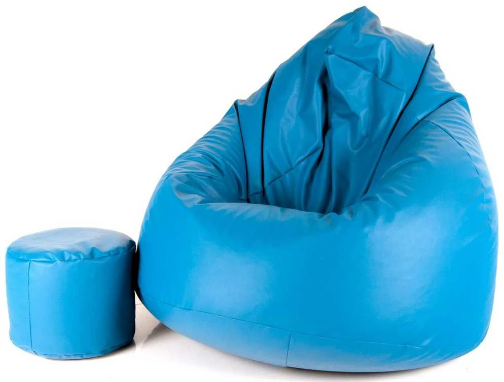 Sėdmaišis su pufu Mega Comfort XXL, dirbtinė oda, žydras