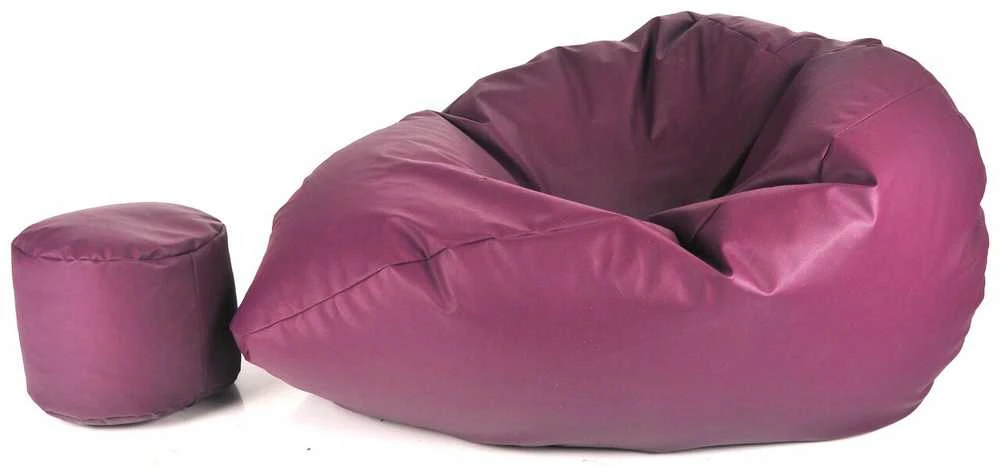 Sėdmaišis su pufu Mega Comfort XXL, dirbtinė oda, slyvų spalvos