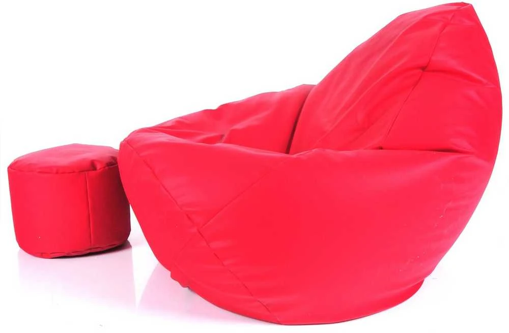 Sėdmaišis su pufu Mega Comfort XXL, dirbtinė oda, raudonas