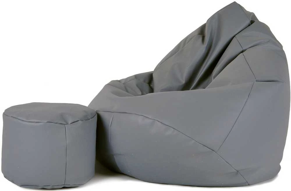 Sėdmaišis su pufu Mega Comfort XXL, dirbtinė oda, tamsiai pilkas