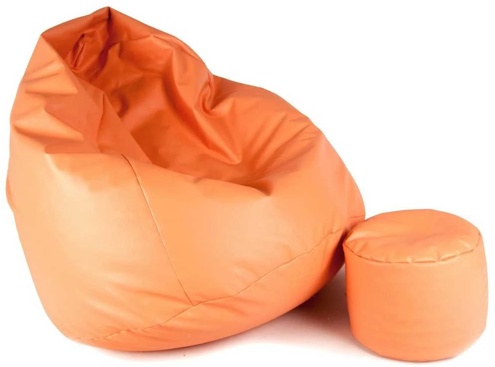 Sėdmaišis su pufu Mega Comfort XXL, dirbtinė oda, lašišinės spalvos
