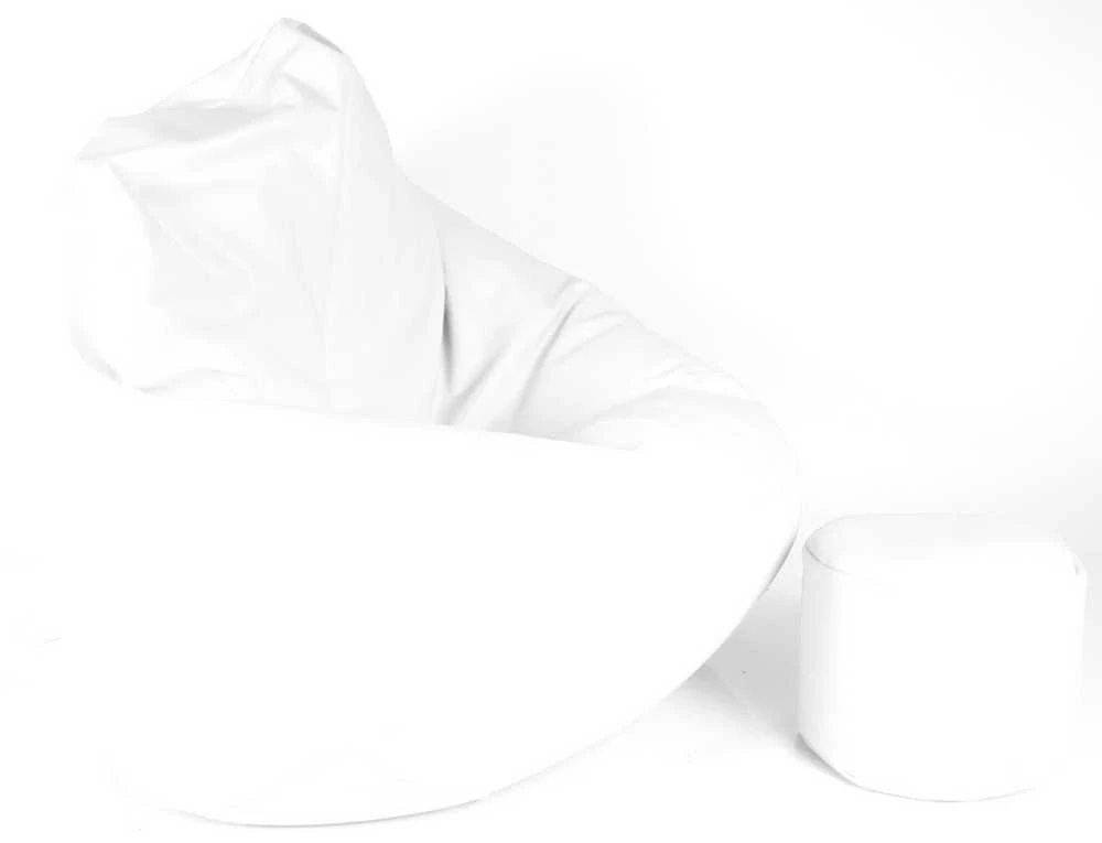 Sėdmaišis su pufu Mega Comfort XXL, dirbtinė oda, baltas