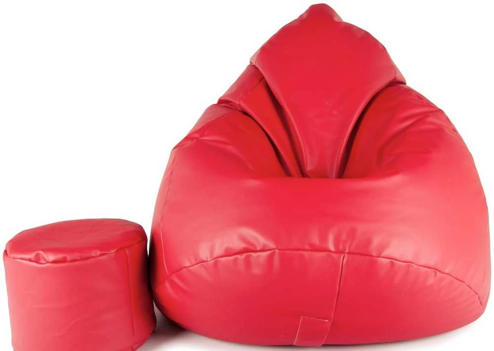 Sėdmaišis su pufu Mega Comfort XXL, dirbtinė oda, raudonas