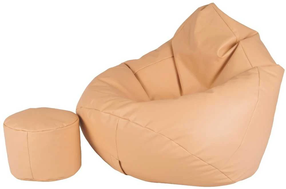 Sėdmaišis su pufu Mega Comfort XXL, dirbtinė oda, šviesiai rudas
