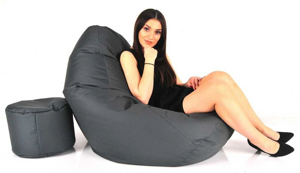 Sėdmaišis su pufu Mega Comfort XXL, kodura, grafito spalvos