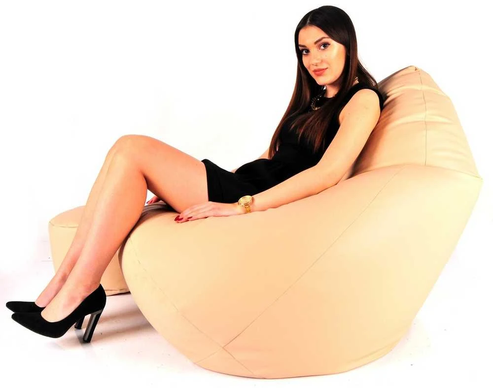 Sėdmaišis su pufu Mega Comfort XXL, kodura, šviesiai rudas