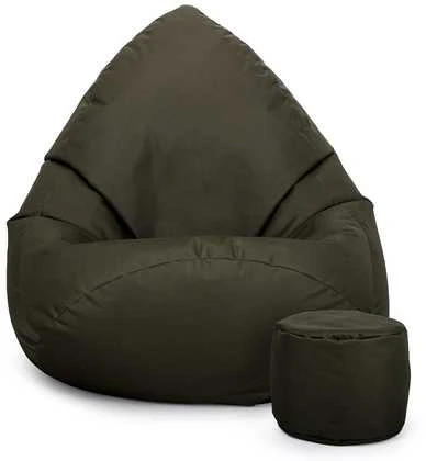Sėdmaišis su pufu Mega Comfort XXL, kodura, tamsiai žalias