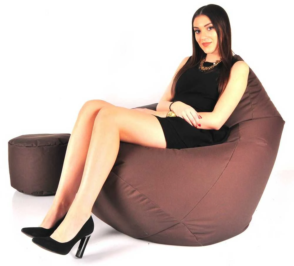 Sėdmaišis su pufu Mega Comfort XXL, kodura, rudas