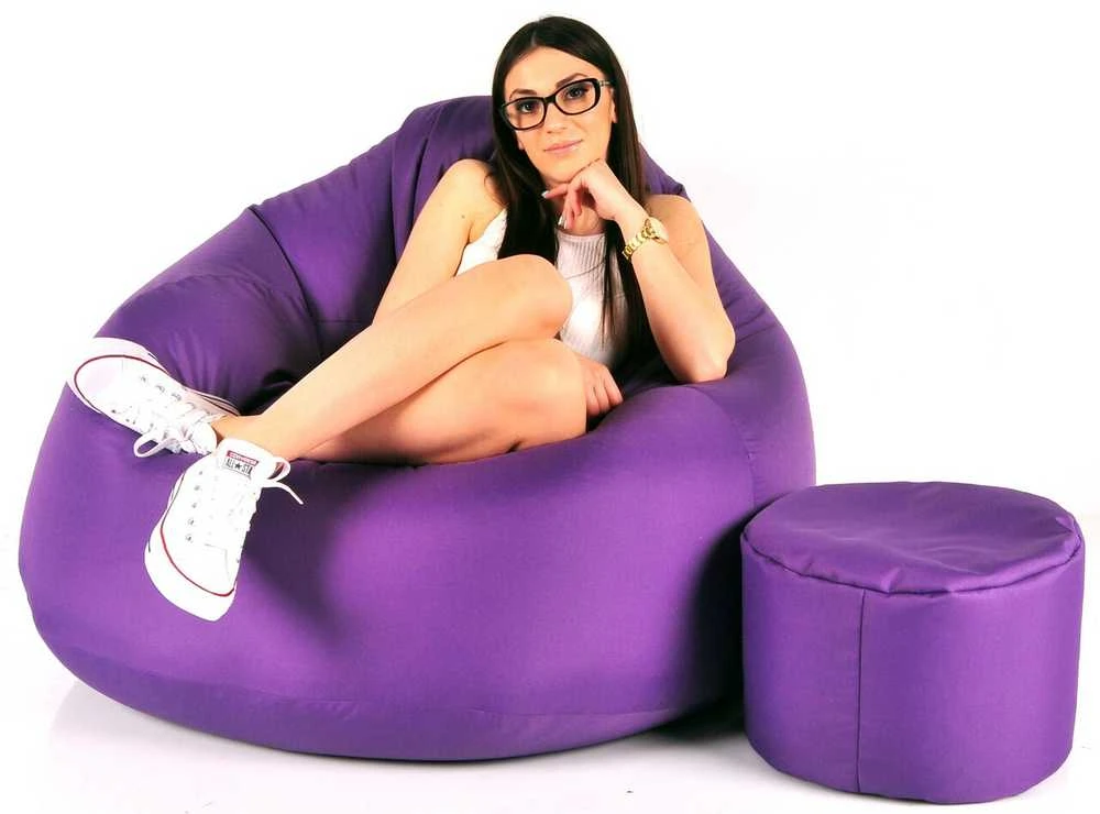 Sėdmaišis su pufu Mega Comfort XXL, kodura, violetinis