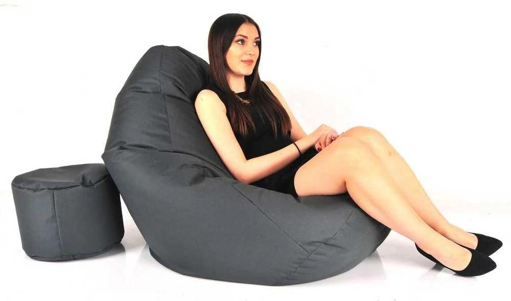 Sėdmaišis su pufu Mega Comfort XXL, kodura, grafito spalvos