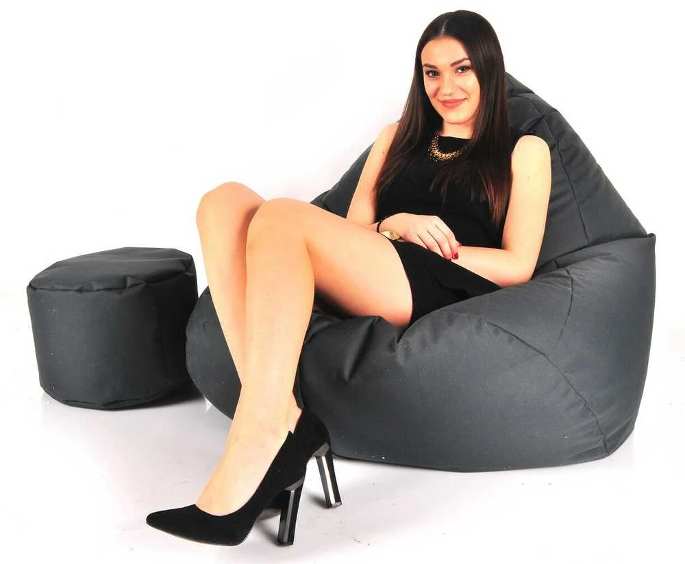 Sėdmaišis su pufu Mega Comfort XXL, kodura, grafito spalvos