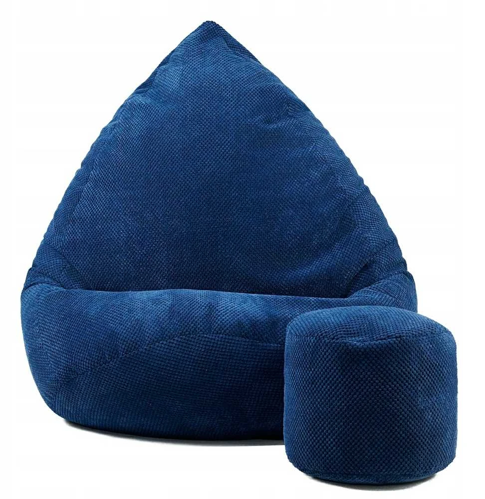 Sėdmaišis su pufu Mega Dot Velour L, 80x105 cm, tamsiai mėlynas