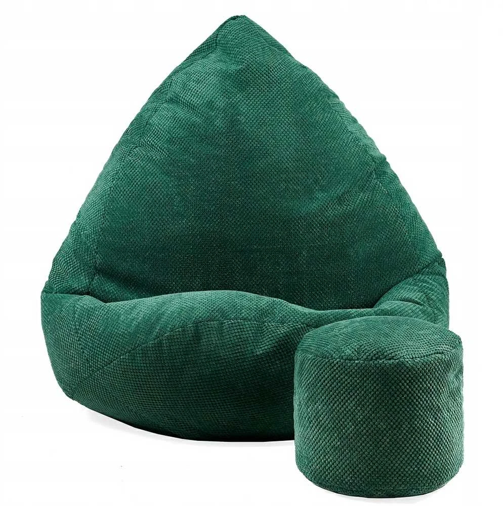 Sėdmaišis su pufu Mega Dot Velour L, 80x105 cm, žalias