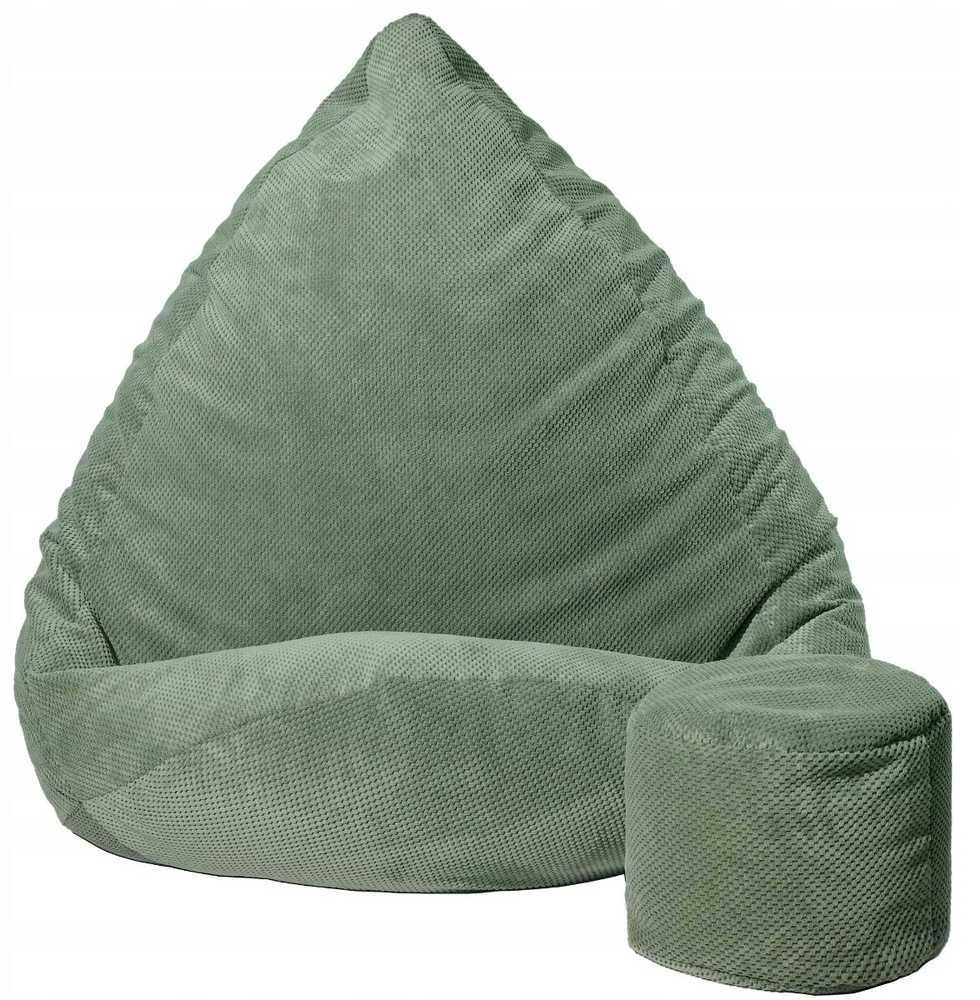 Sėdmaišis su pufu Mega Dot Velour M, 75x95 cm, mėtų spalvos