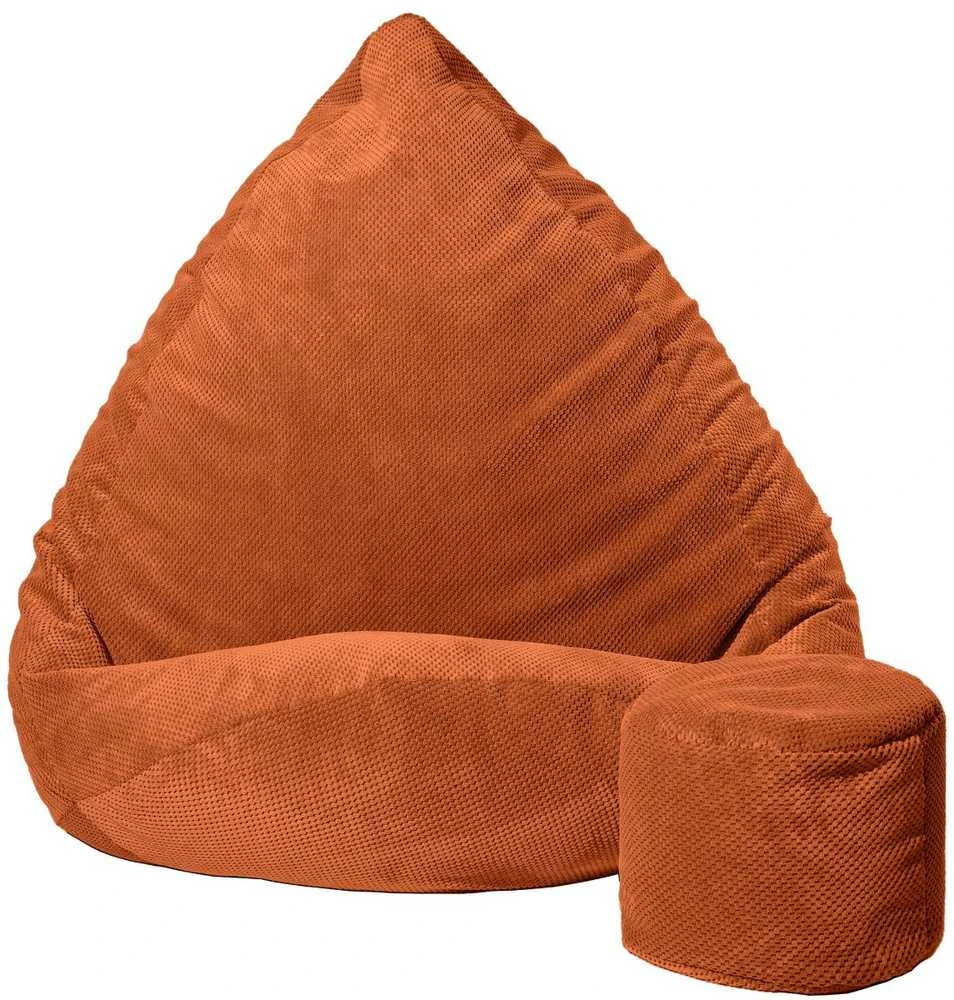 Sėdmaišis su pufu Mega Dot Velour M, 75x95 cm, plytų spalvos