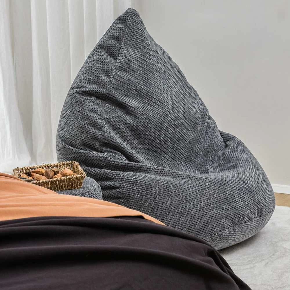 Sėdmaišis su pufu Mega Dot Velour XL, 90x120 cm, tamsiai pilkas