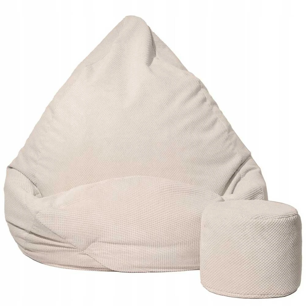 Sėdmaišis su pufu Mega Dot Velour XL, 90x120 cm, šviesios smėlio spalvos