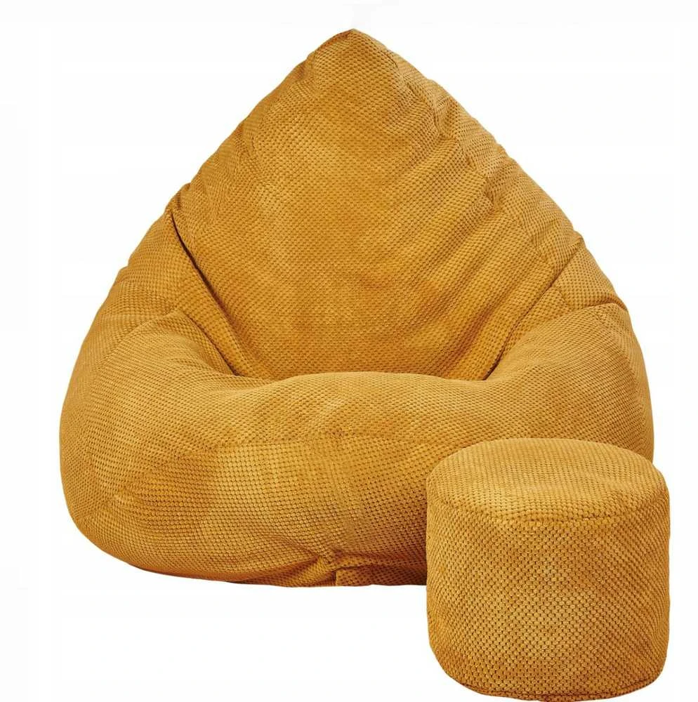 Sėdmaišis su pufu Mega Dot Velour XXL, 100x130 cm, garstyčių spalvos