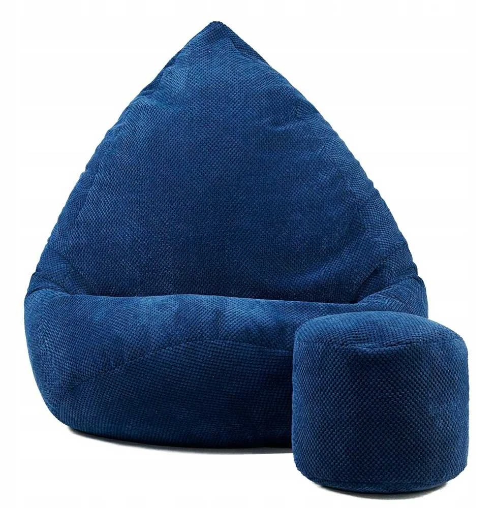 Sėdmaišis su pufu Mega Dot Velour XXL, 100x130 cm, tamsiai mėlynas
