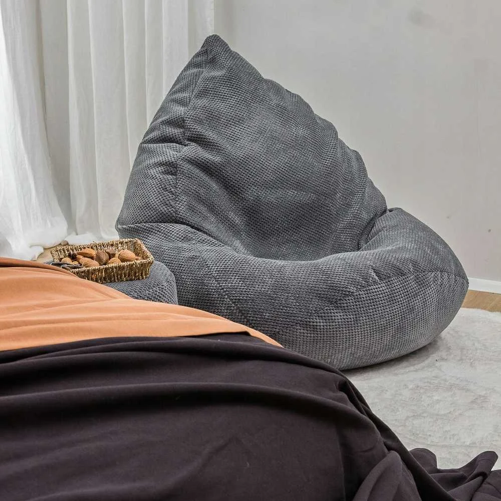 Sėdmaišis su pufu Mega Dot Velour XXL, 100x130 cm, tamsiai pilkas