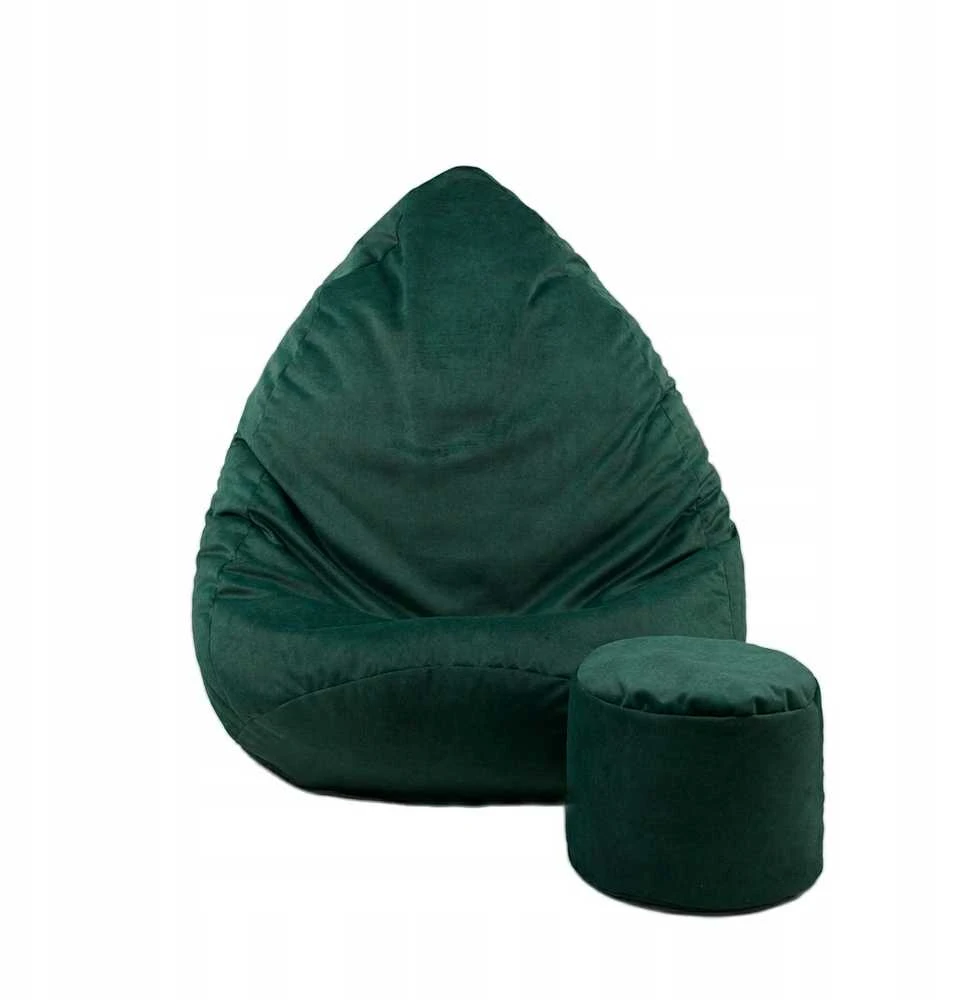Sėdmaišis su pufu Mega Premium Cloud Velour XXL, 100x130 cm, tamsiai žalias