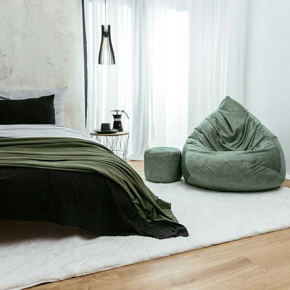 Sėdmaišis su pufu Mega Premium Terra Velour XL, 90x120 cm, mėtų spalvos
