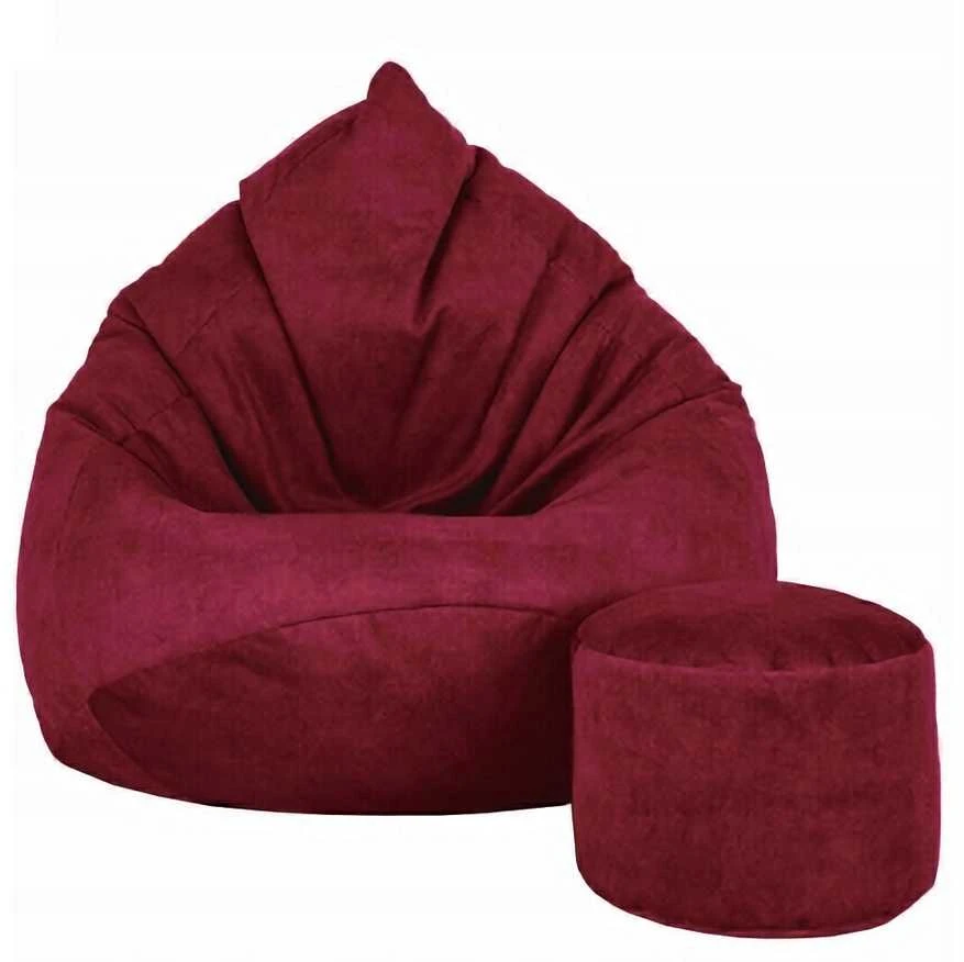 Sėdmaišis su pufu Mega Premium Terra Velour XXL, 100x130 cm, bordinis