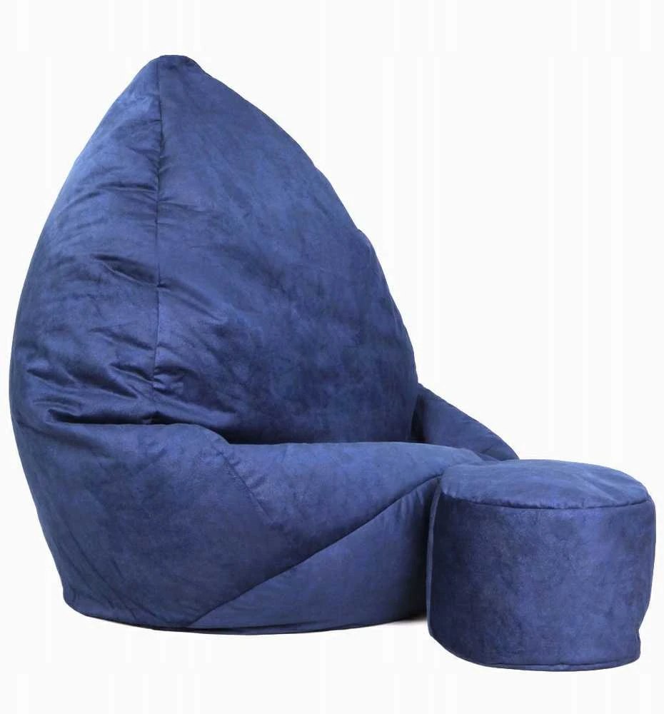 Sėdmaišis su pufu Mega Premium Terra Velour XXL, 100x130 cm, tamsiai mėlynas