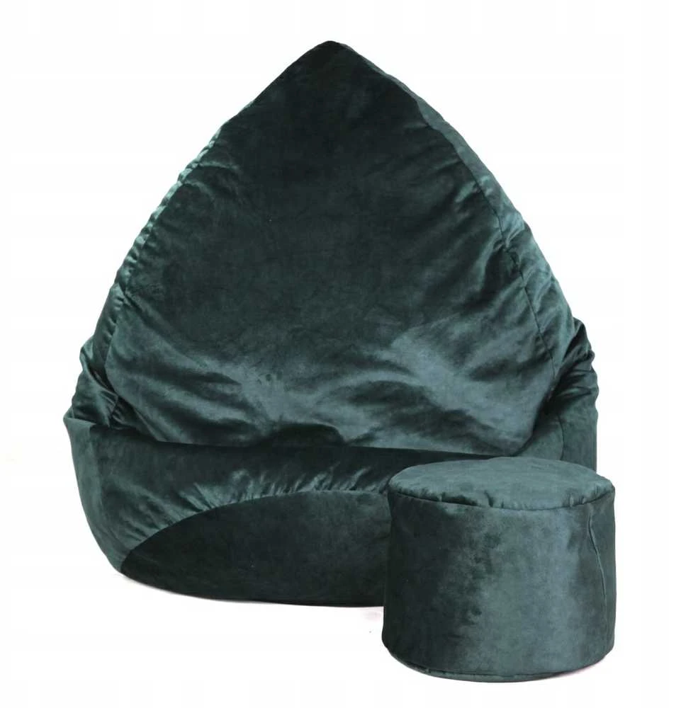 Sėdmaišis su pufu Mega Premium Terra Velour XXL, 100x130 cm, tamsiai žalias