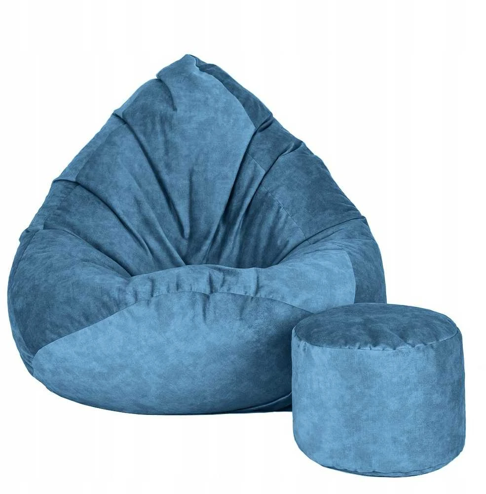 Sėdmaišis su pufu Mega Premium Terra Velour XXL, 100x130 cm, tamsios turkio spalvos