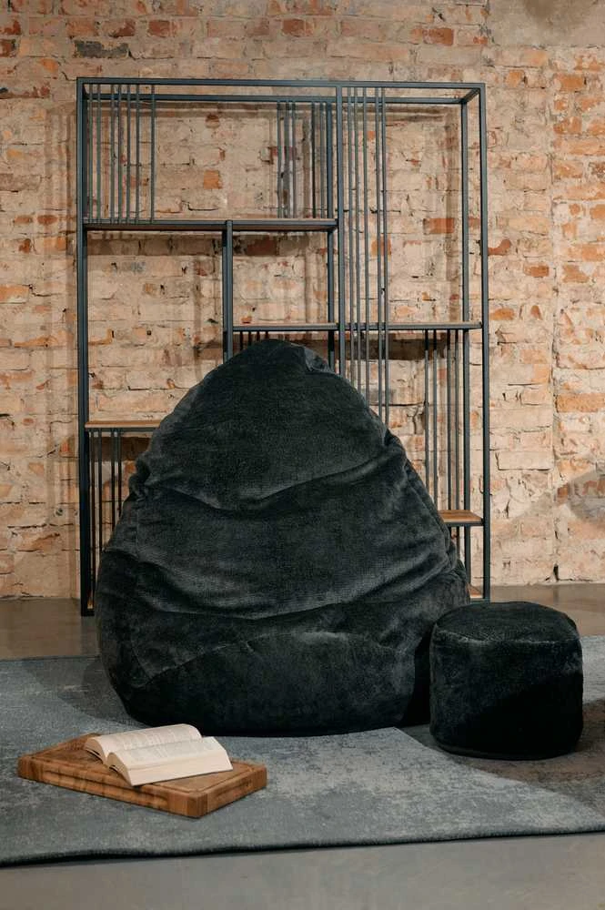 Sėdmaišis su pufu Mega Tender Way, 90x120 cm, juodas