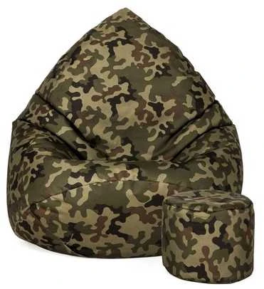 Sėdmaišis su pufu Sako Camouflage XXXXL Kodura, moro žalia