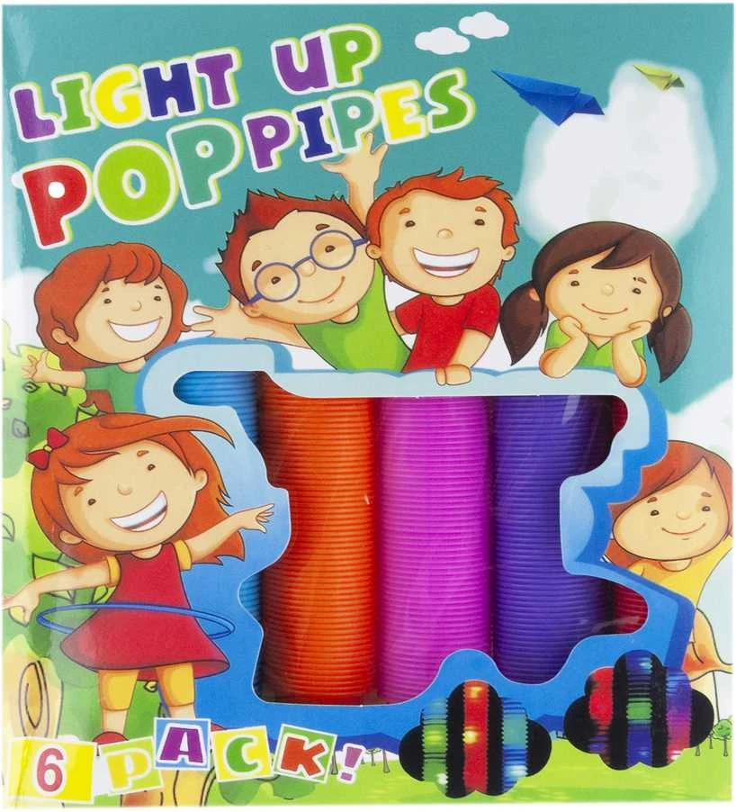 Sensoriniai šviečiantys vamzdeliai "Pop Pipes", 6 vnt.