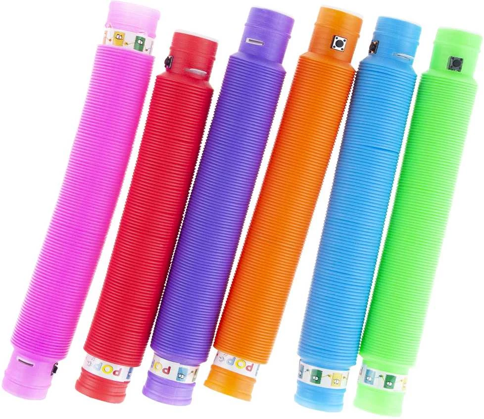 Sensoriniai šviečiantys vamzdeliai "Pop Pipes", 6 vnt.
