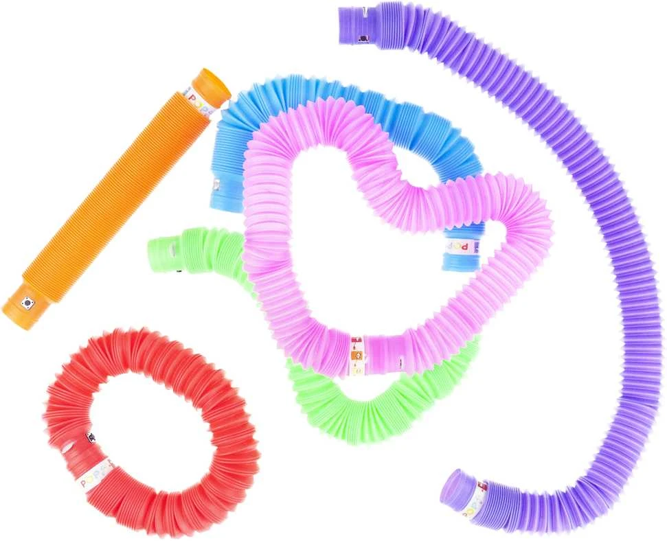 Sensoriniai šviečiantys vamzdeliai "Pop Pipes", 6 vnt.