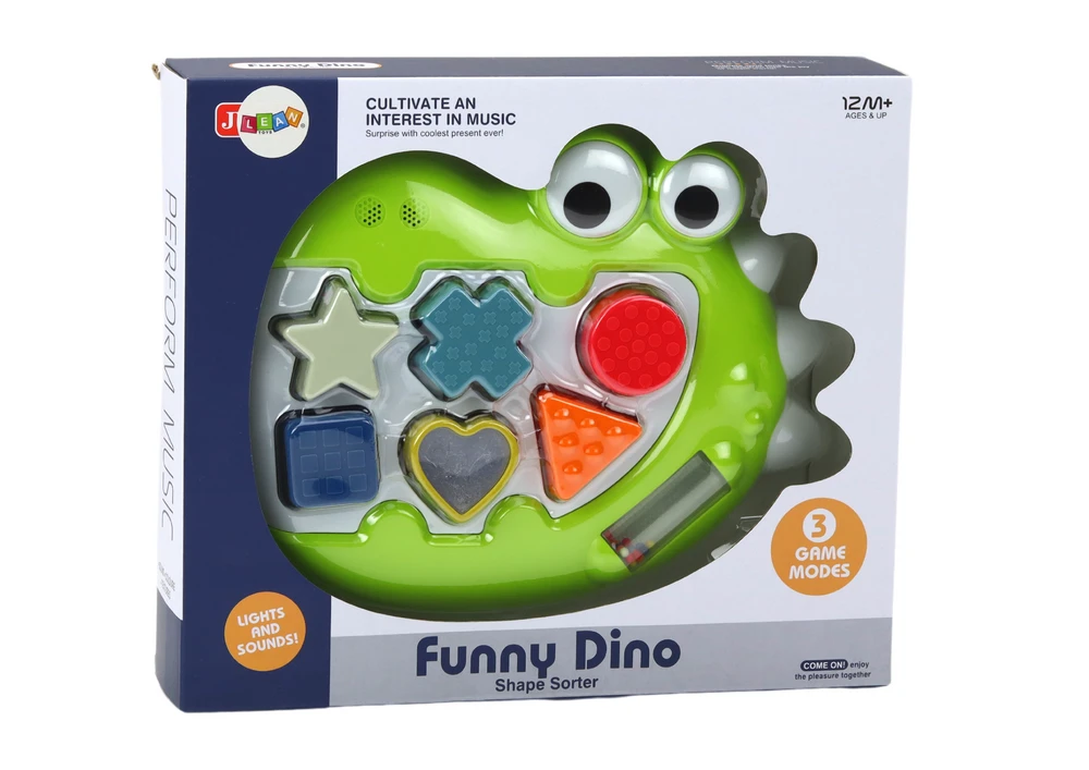 Sensorinis rūšiuoklis dinozauras su garsais