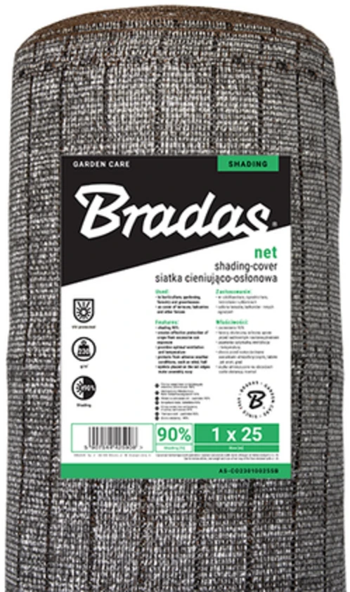 Šešėlinis tinklas 90%, (2x115 g) 1x50 m, pilkai-rudas