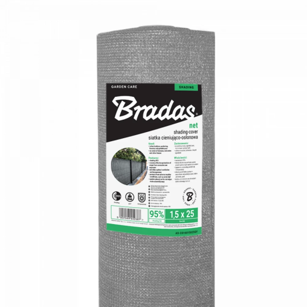 Šešėlinis tinklas 95%, 160 g/m², 1.2x10 m, pilkas