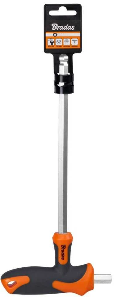 Šešiakampis raktas HEX 10 mm su rutuline galvute ir T formos rankena Bradas, 1 vnt., long
