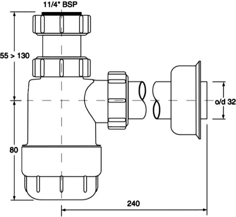 rea Sifonas praustuvui be galvutės McAlpine MCHC232, 32 mm
