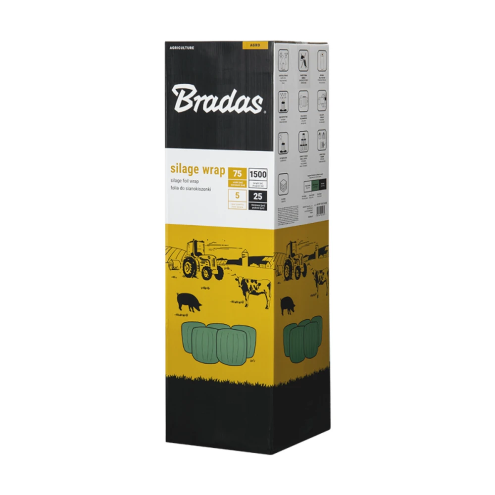 Siloso įvyniojimo folija Bradas SILAGE WRAP FOIL, 0,75x1800m, žalia