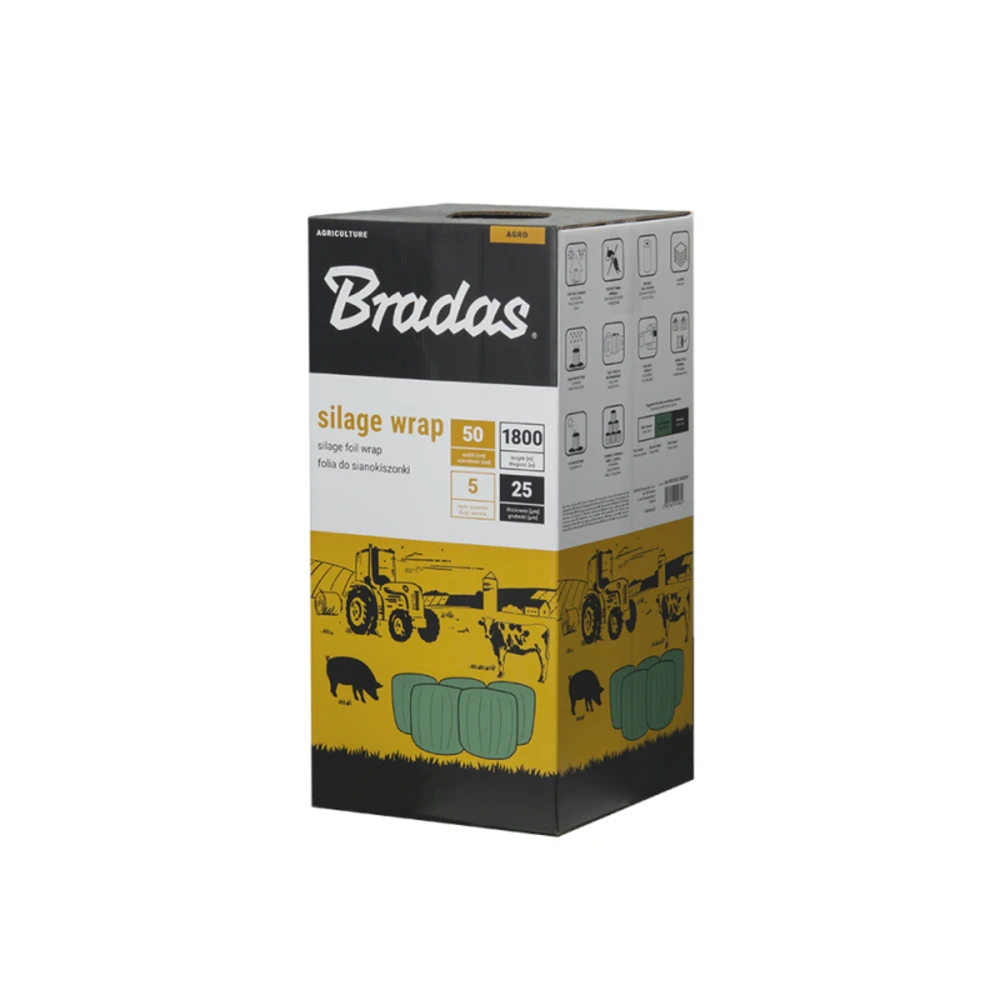 Siloso įvyniojimo folija Bradas SILAGE WRAP FOIL, 0,5x1800m, žalia
