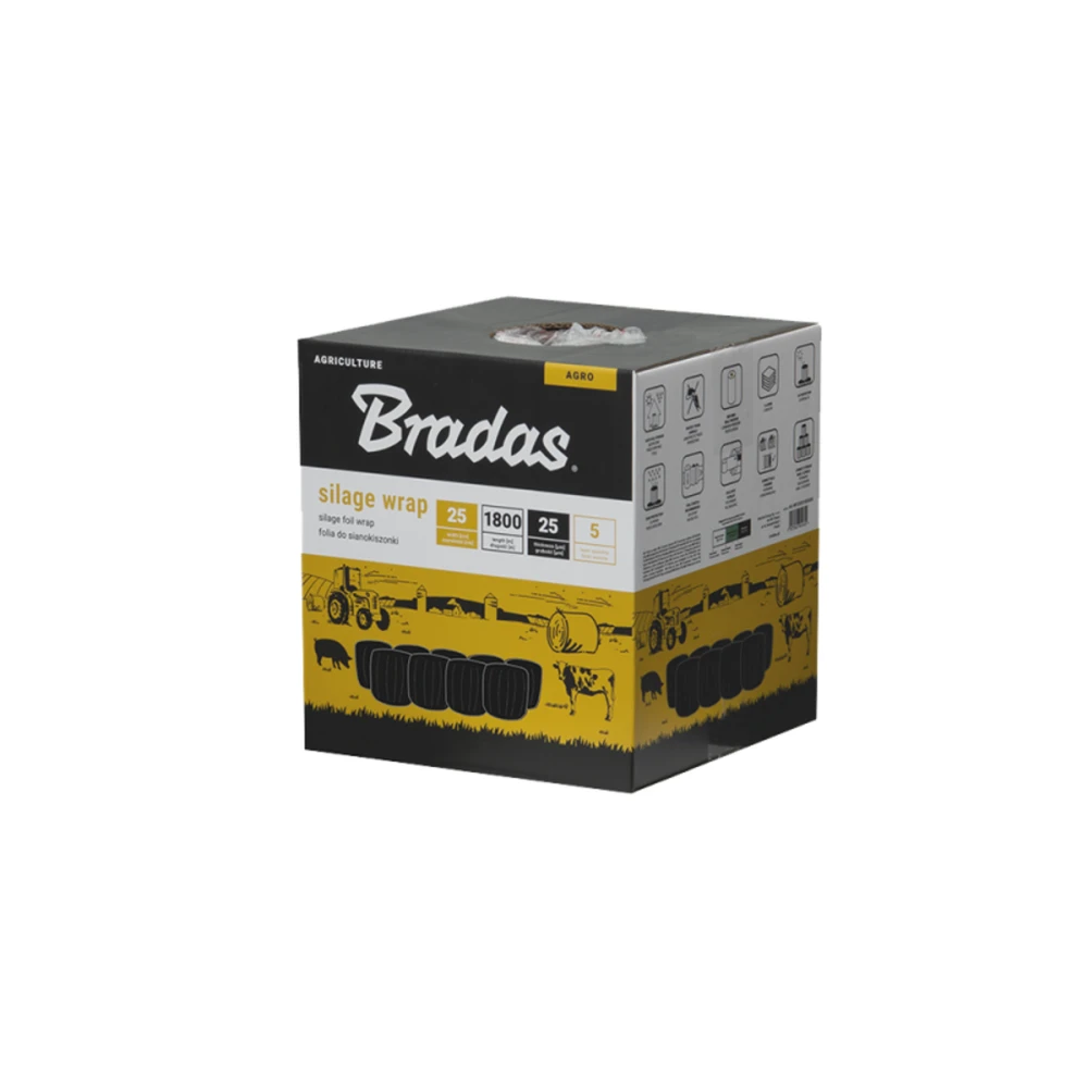 Siloso įvyniojimo folija Bradas SILAGE WRAP FOIL, 0,25x1800m, juoda