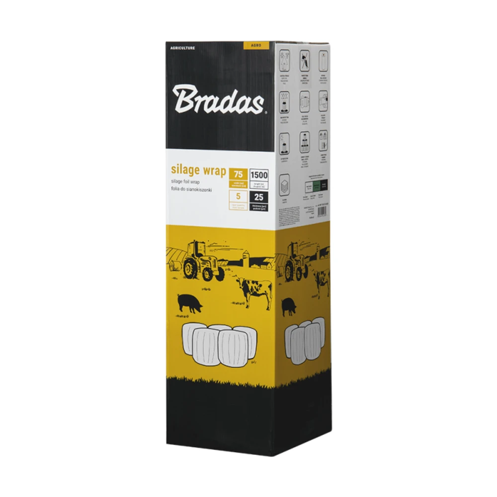 Siloso įvyniojimo folija Bradas SILAGE WRAP FOIL, 0,75x1800m, balta