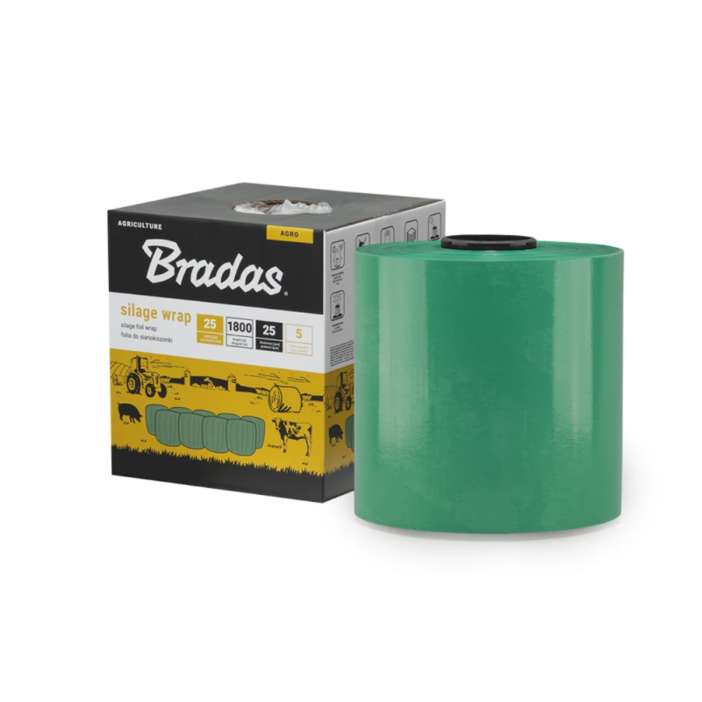 Siloso įvyniojimo folija Bradas SILAGE WRAP FOIL, 0,25x1800m, žalia