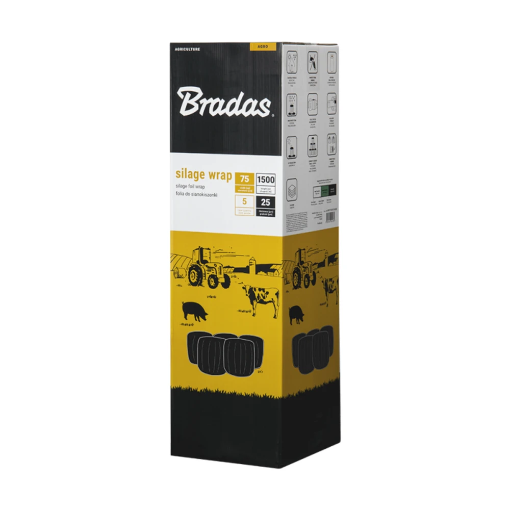 Siloso įvyniojimo folija Bradas SILAGE WRAP FOIL, 0,75x1500m, juoda