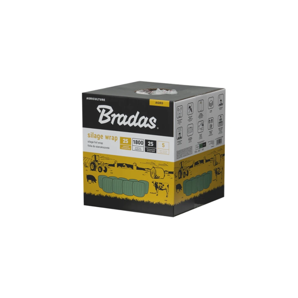 Siloso įvyniojimo folija Bradas SILAGE WRAP FOIL, 0,25x1800m, žalia