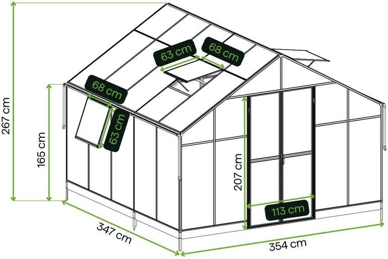 Šiltnamis Solid PC, 347x354 cm, Juodas